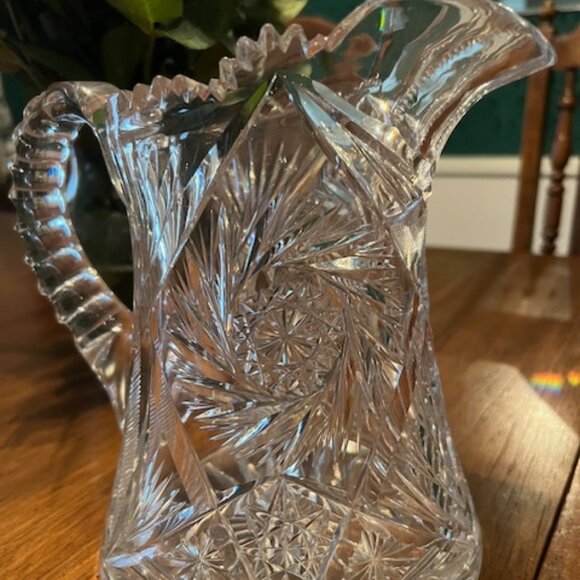 19th Century American Brilliant Period Crystal Pitcher - Picture 1 of 9